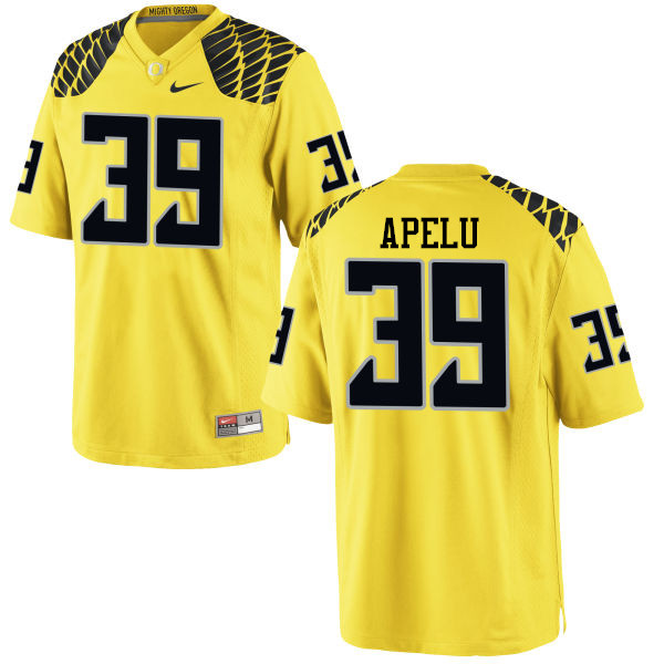 Men #39 Kaulana Apelu Oregon Ducks College Football Jerseys-Yellow - Click Image to Close